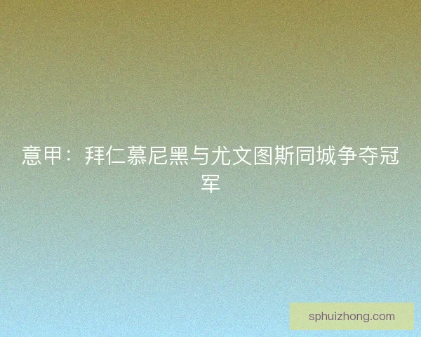 意甲：拜仁慕尼黑与尤文图斯同城争夺冠军