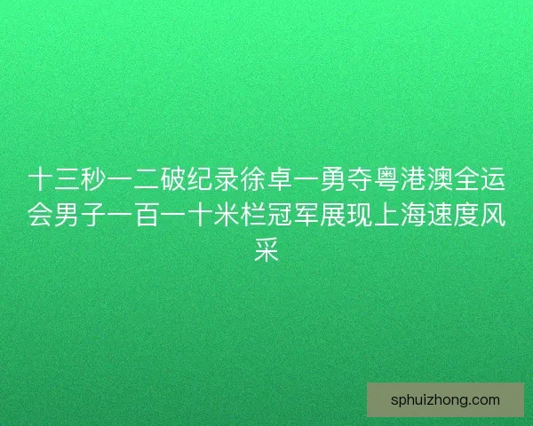十三秒一二破纪录徐卓一勇夺粤港澳全运会男子一百一十米栏冠军展现上海速度风采